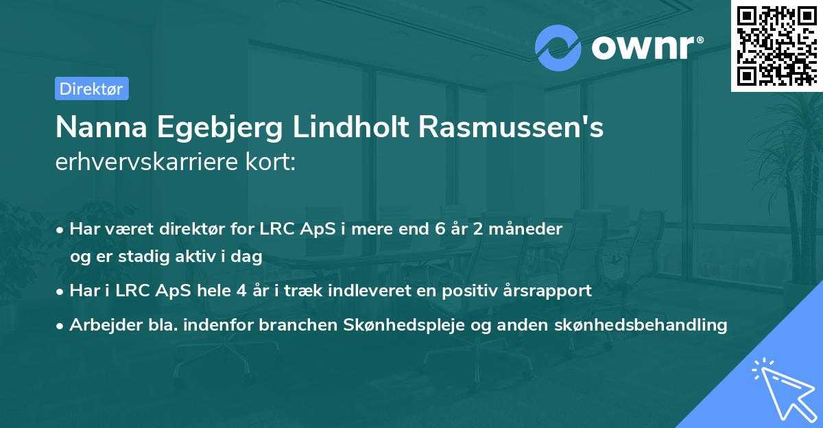 Nanna Egebjerg Lindholt Rasmussen's erhvervskarriere kort