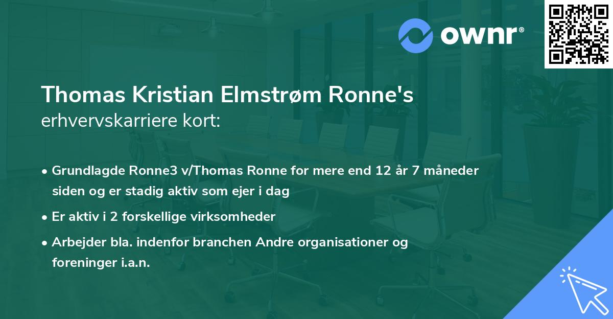 Thomas Kristian Elmstrøm Ronne's erhvervskarriere kort