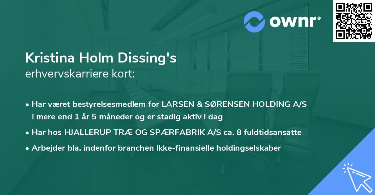 Kristina Holm Dissing's erhvervskarriere kort