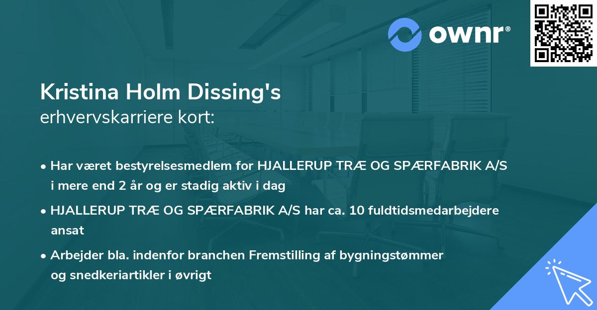 Kristina Holm Dissing's erhvervskarriere kort