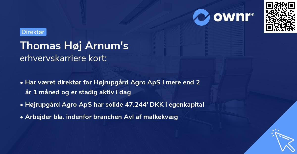 Thomas Høj Arnum's erhvervskarriere kort