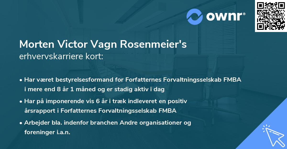 Morten Victor Vagn Rosenmeier's erhvervskarriere kort