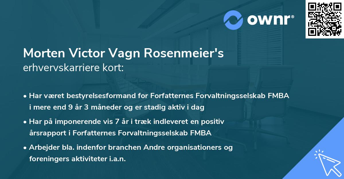 Morten Victor Vagn Rosenmeier's erhvervskarriere kort