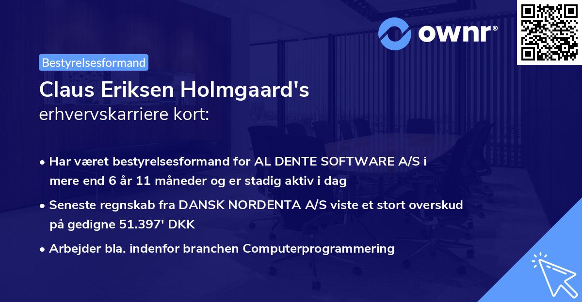 Claus Eriksen Holmgaard's erhvervskarriere kort