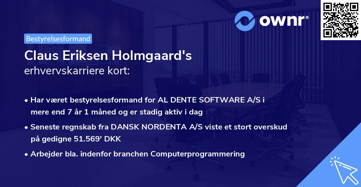 Claus Eriksen Holmgaard's erhvervskarriere kort