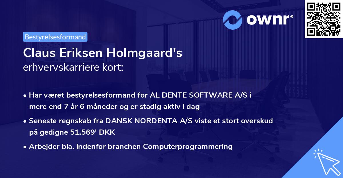 Claus Eriksen Holmgaard's erhvervskarriere kort