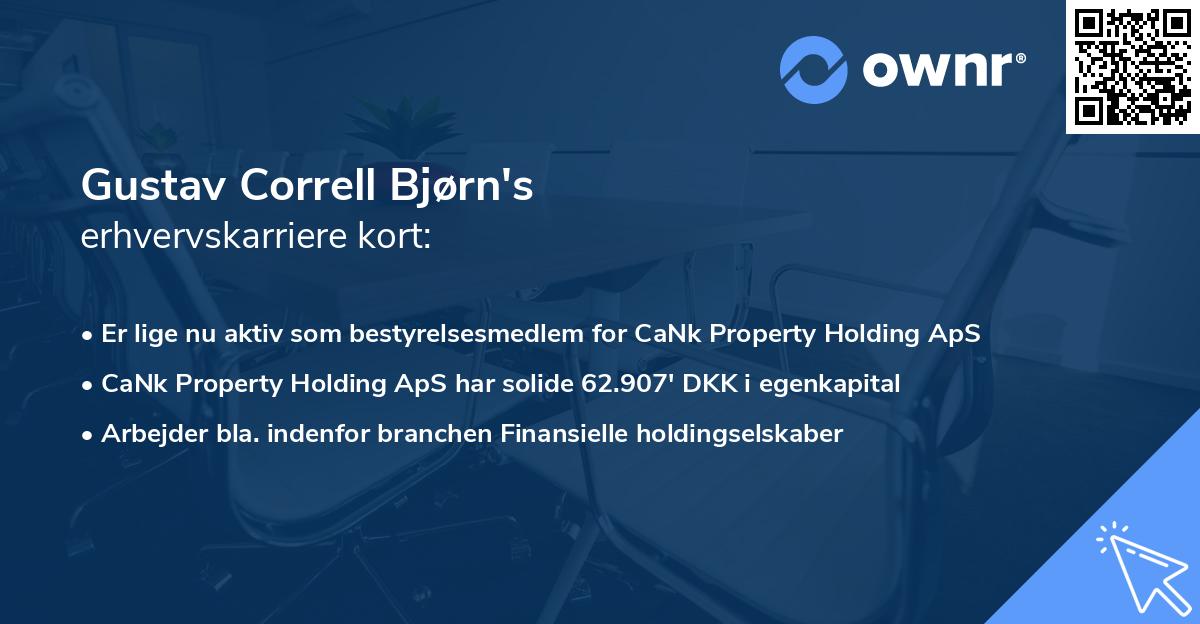 Gustav Correll Bjørn's erhvervskarriere kort