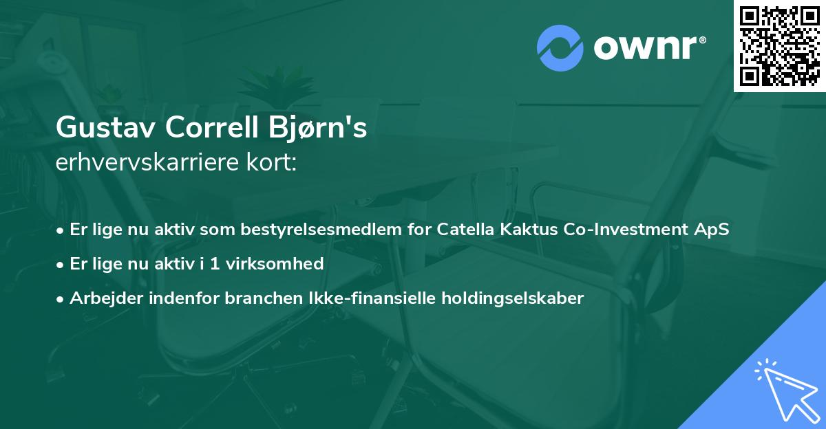 Gustav Correll Bjørn's erhvervskarriere kort