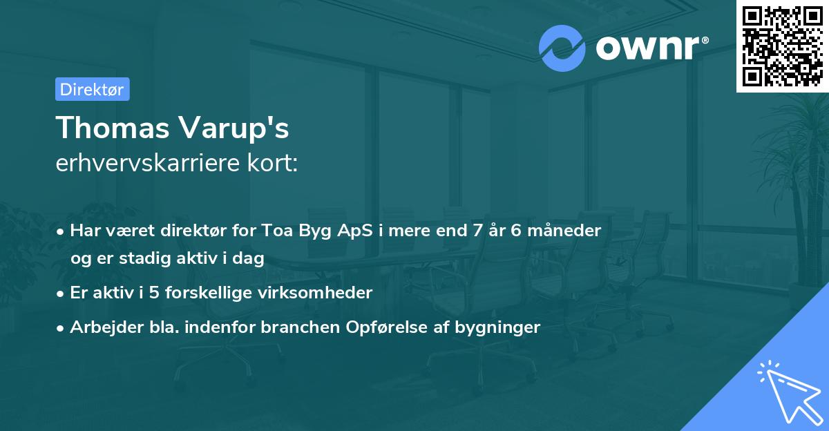 Thomas Varup's erhvervskarriere kort