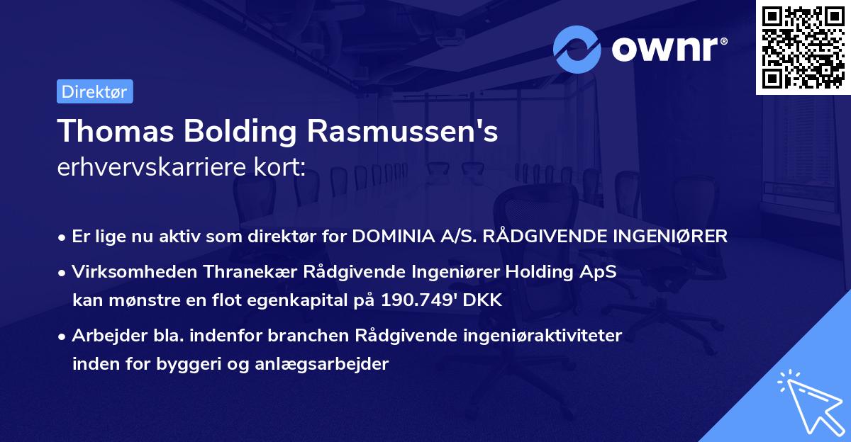 Thomas Bolding Rasmussen's erhvervskarriere kort