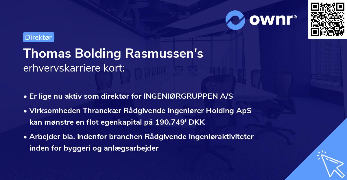 Thomas Bolding Rasmussen's erhvervskarriere kort
