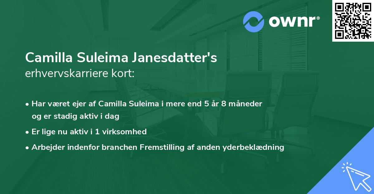 Camilla Suleima Janesdatter's erhvervskarriere kort