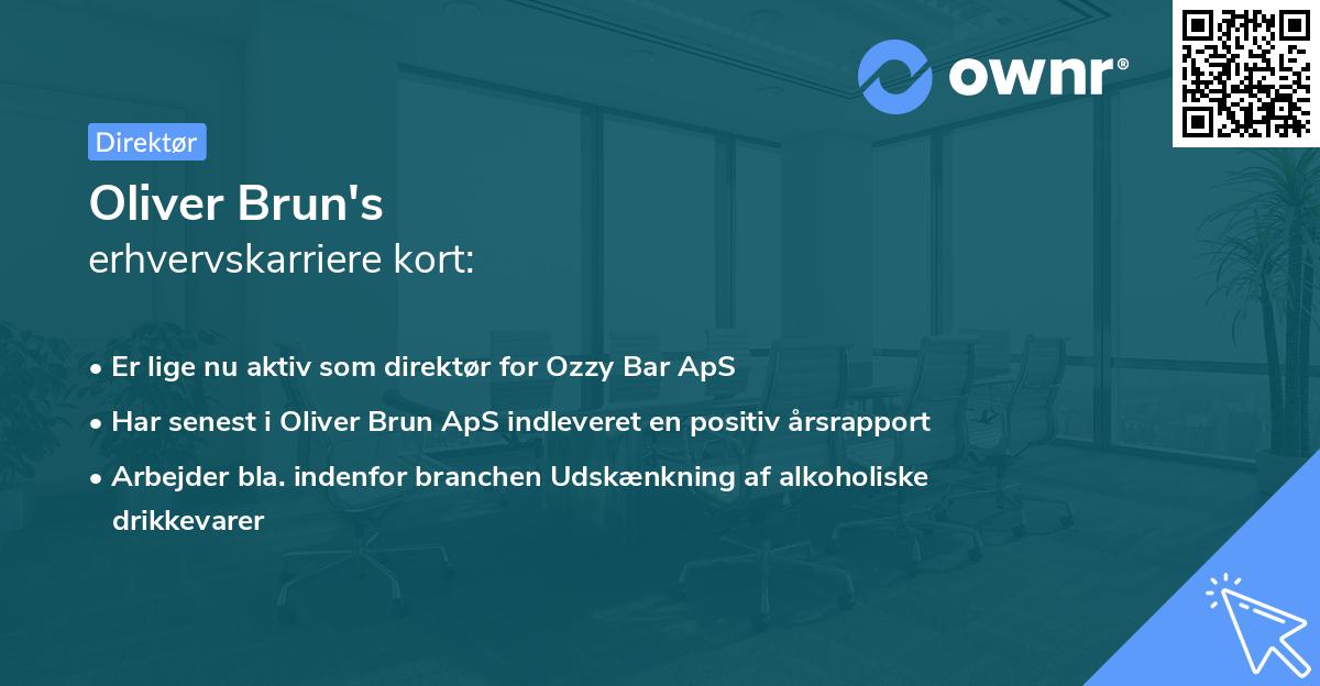Oliver Brun's erhvervskarriere kort