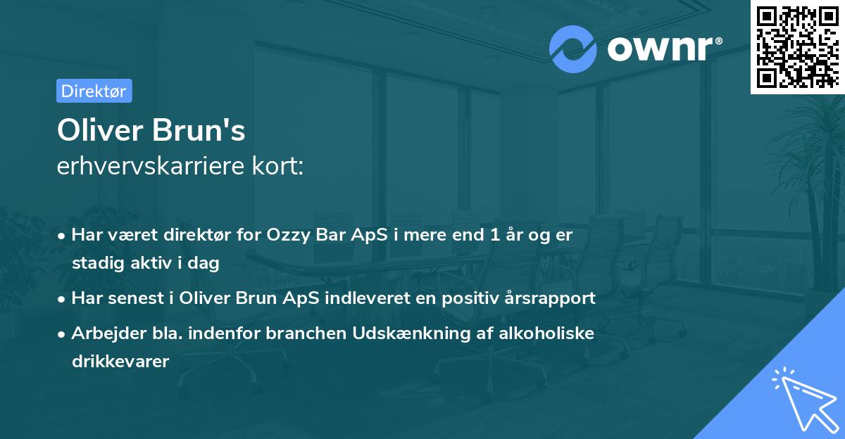 Oliver Brun's erhvervskarriere kort
