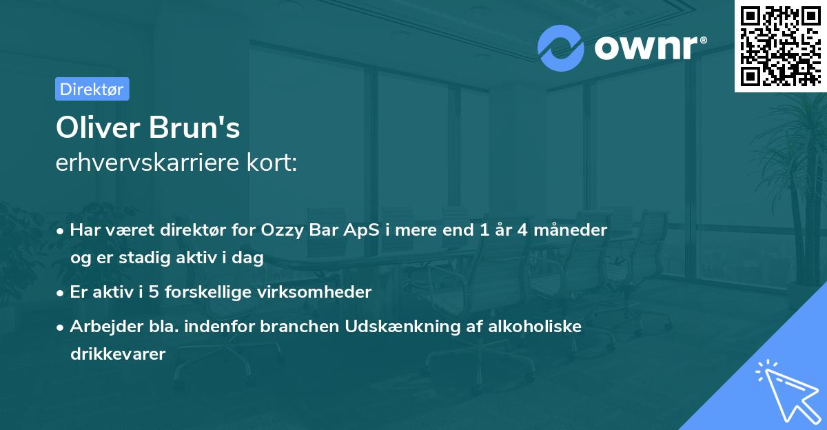 Oliver Brun's erhvervskarriere kort