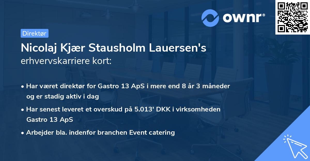 Nicolaj Kjær Stausholm Lauersen's erhvervskarriere kort