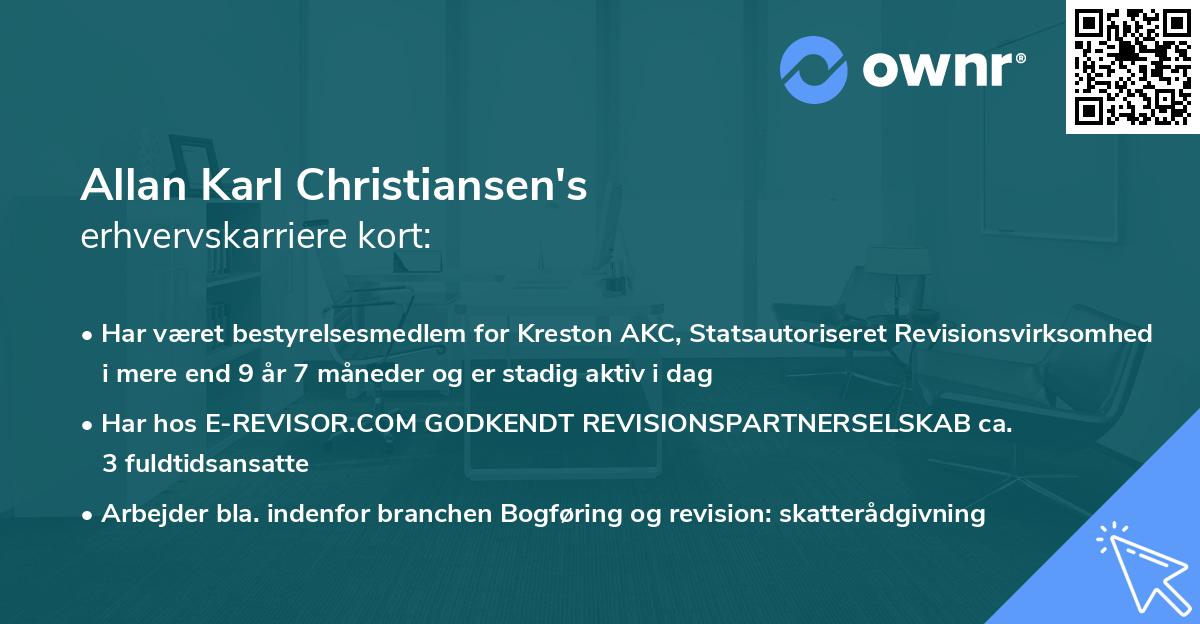 Allan Karl Christiansen's erhvervskarriere kort