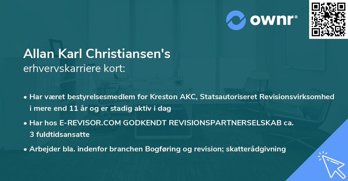 Allan Karl Christiansen's erhvervskarriere kort