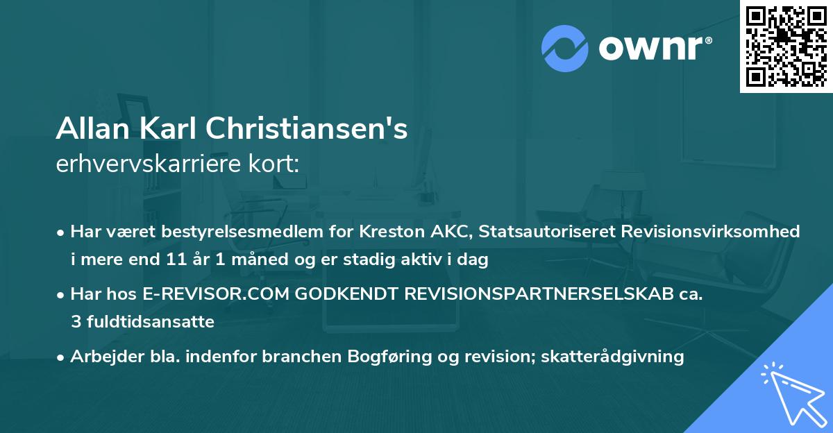 Allan Karl Christiansen's erhvervskarriere kort