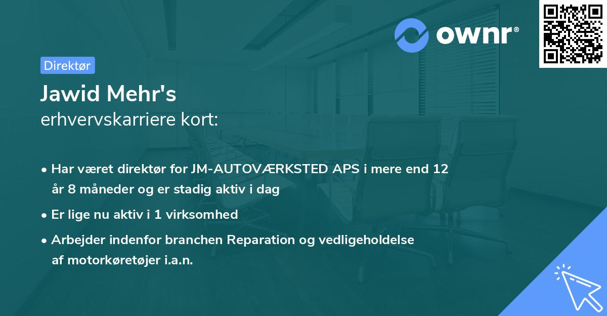 Jawid Mehr's erhvervskarriere kort