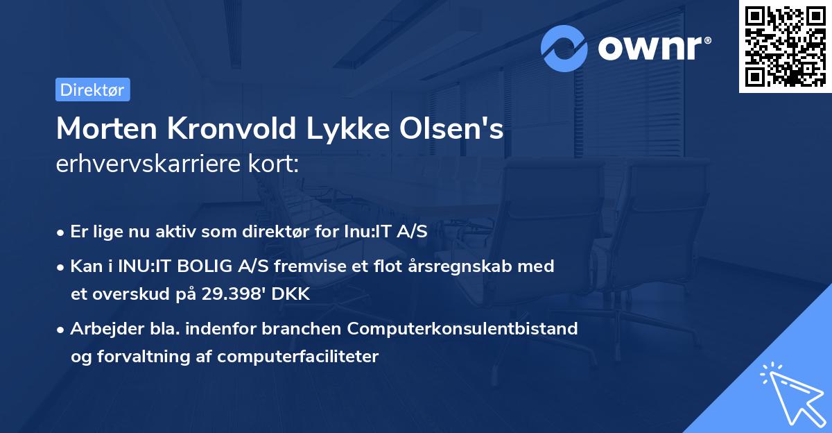 Morten Kronvold Lykke Olsen's erhvervskarriere kort