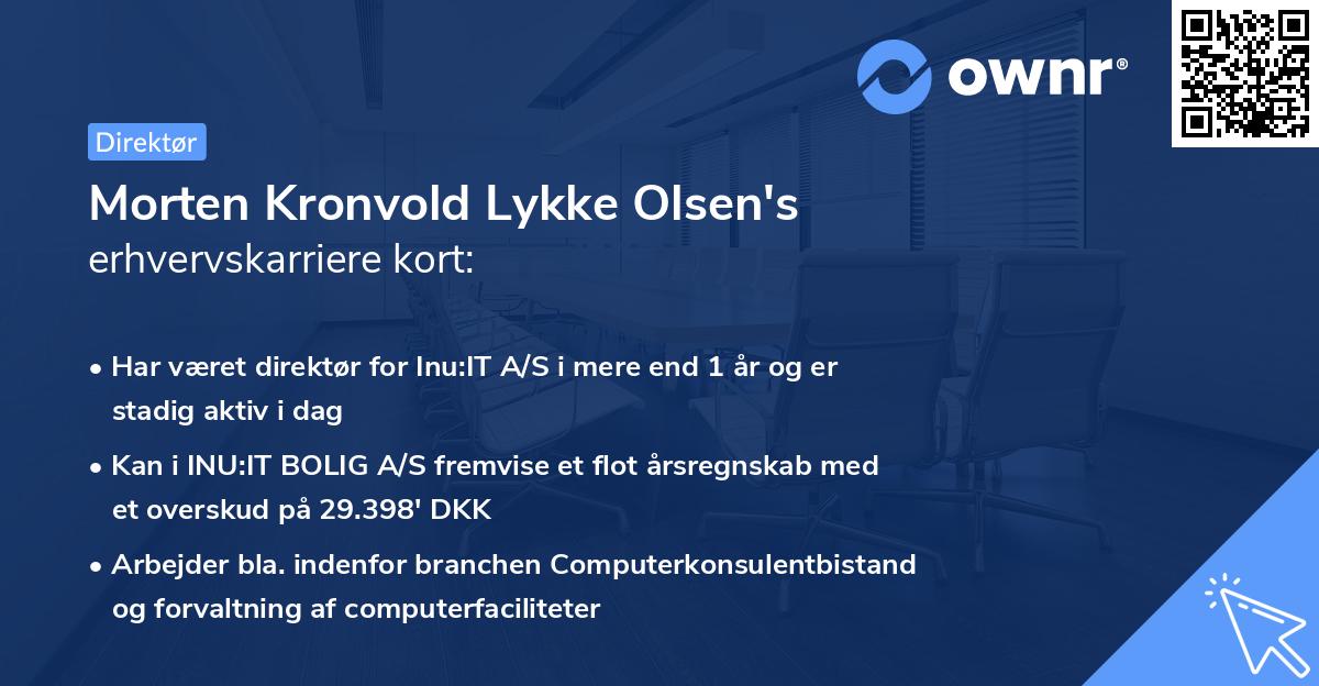 Morten Kronvold Lykke Olsen's erhvervskarriere kort