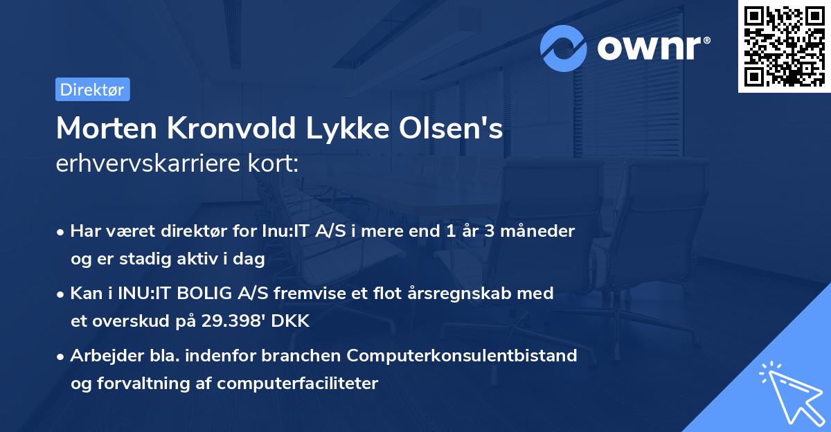 Morten Kronvold Lykke Olsen's erhvervskarriere kort