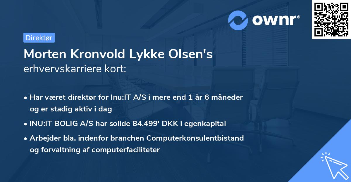 Morten Kronvold Lykke Olsen's erhvervskarriere kort