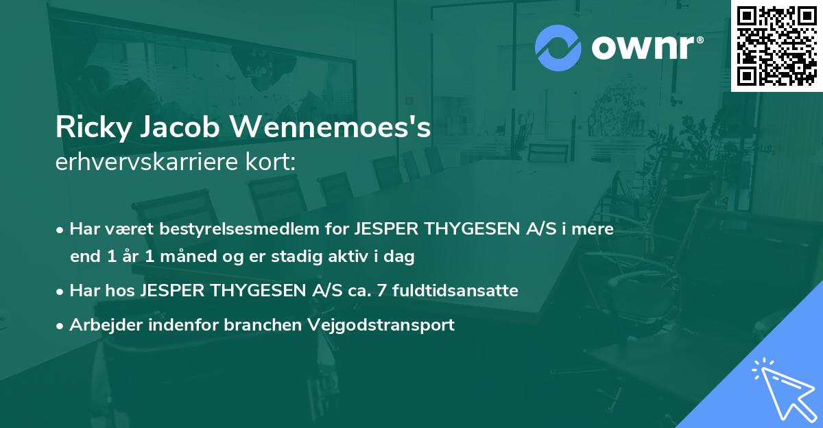 Ricky Jacob Wennemoes's erhvervskarriere kort