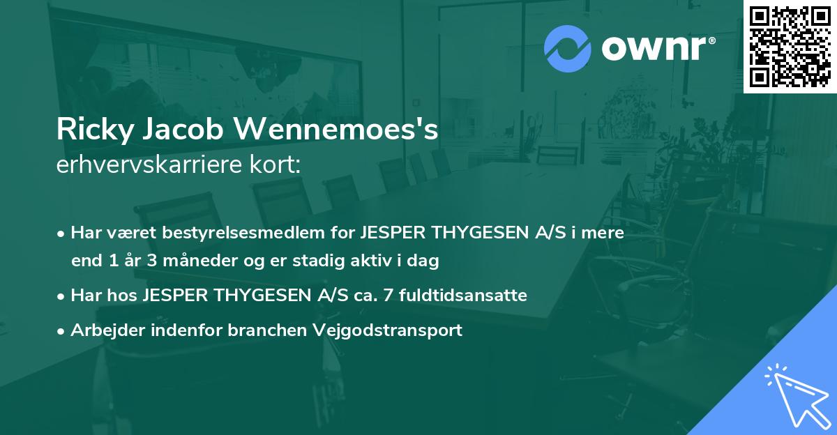 Ricky Jacob Wennemoes's erhvervskarriere kort