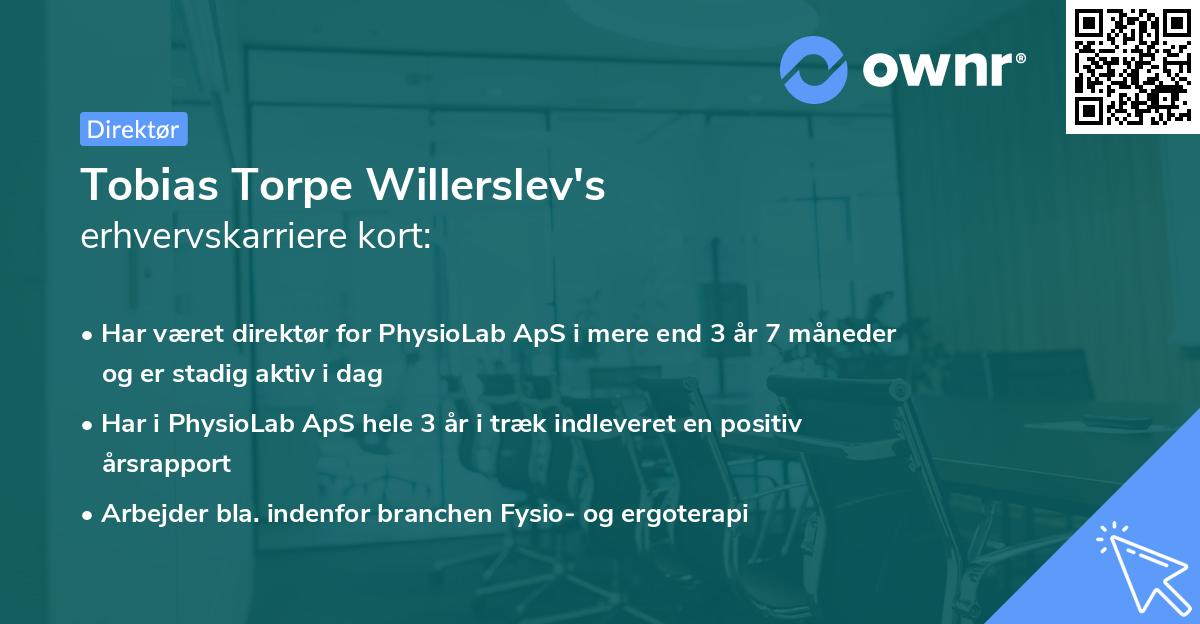 Tobias Torpe Willerslev's erhvervskarriere kort