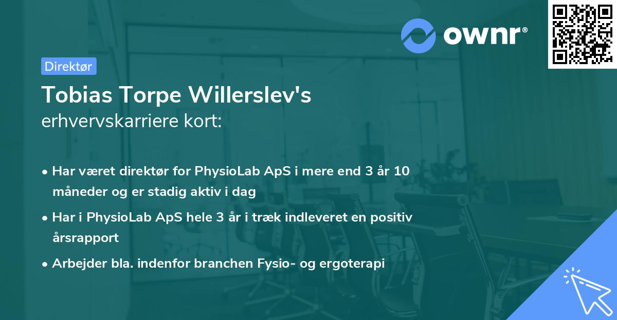 Tobias Torpe Willerslev's erhvervskarriere kort