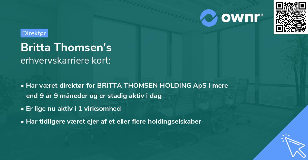 Britta Thomsen's erhvervskarriere kort