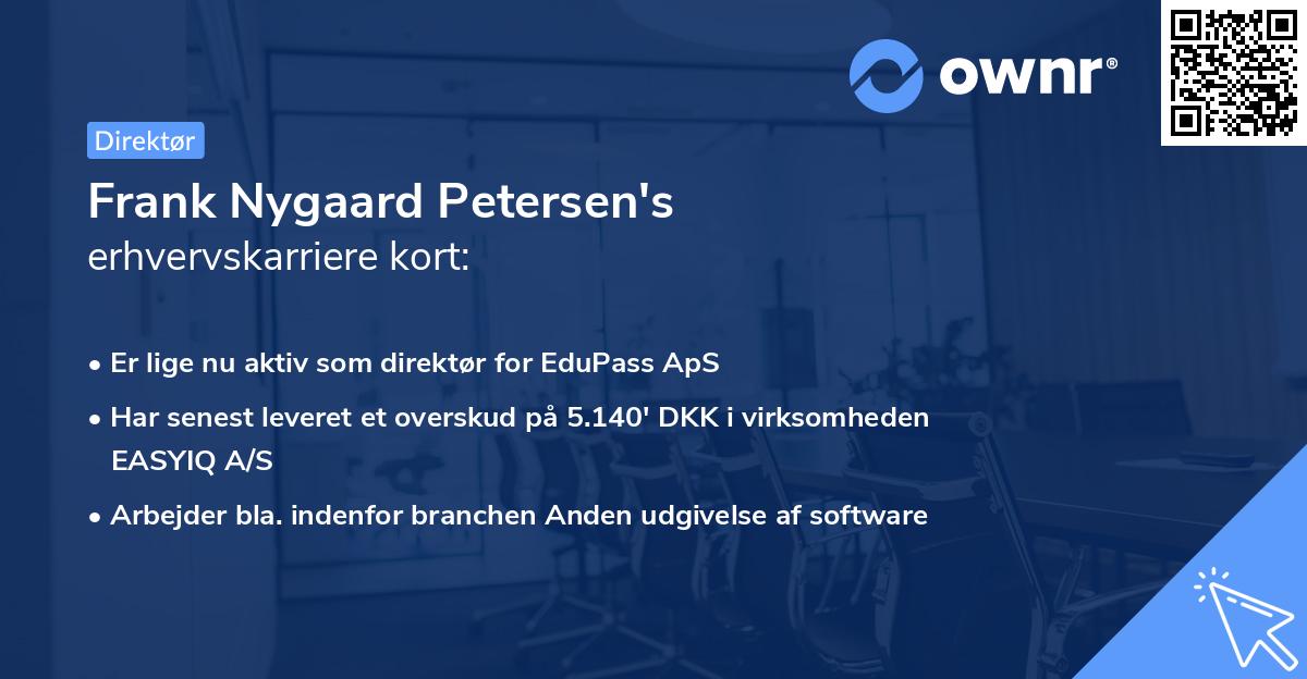 Frank Nygaard Petersen's erhvervskarriere kort