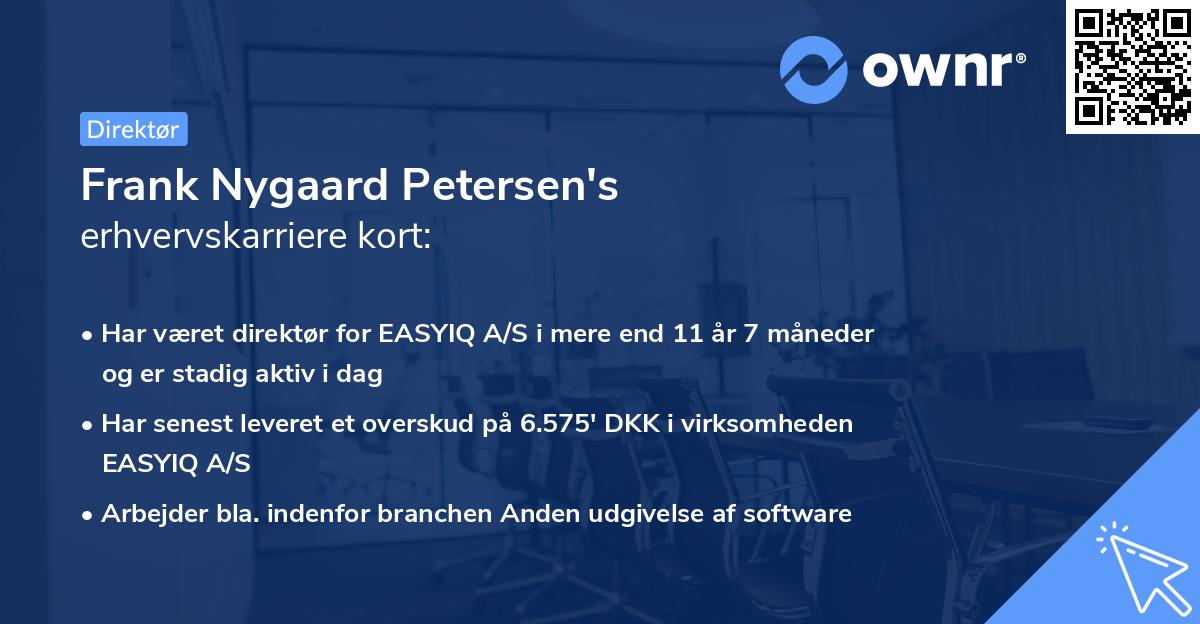 Frank Nygaard Petersen's erhvervskarriere kort