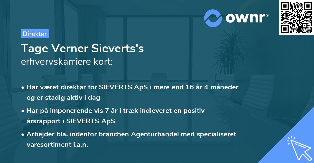 Tage Verner Sieverts's erhvervskarriere kort