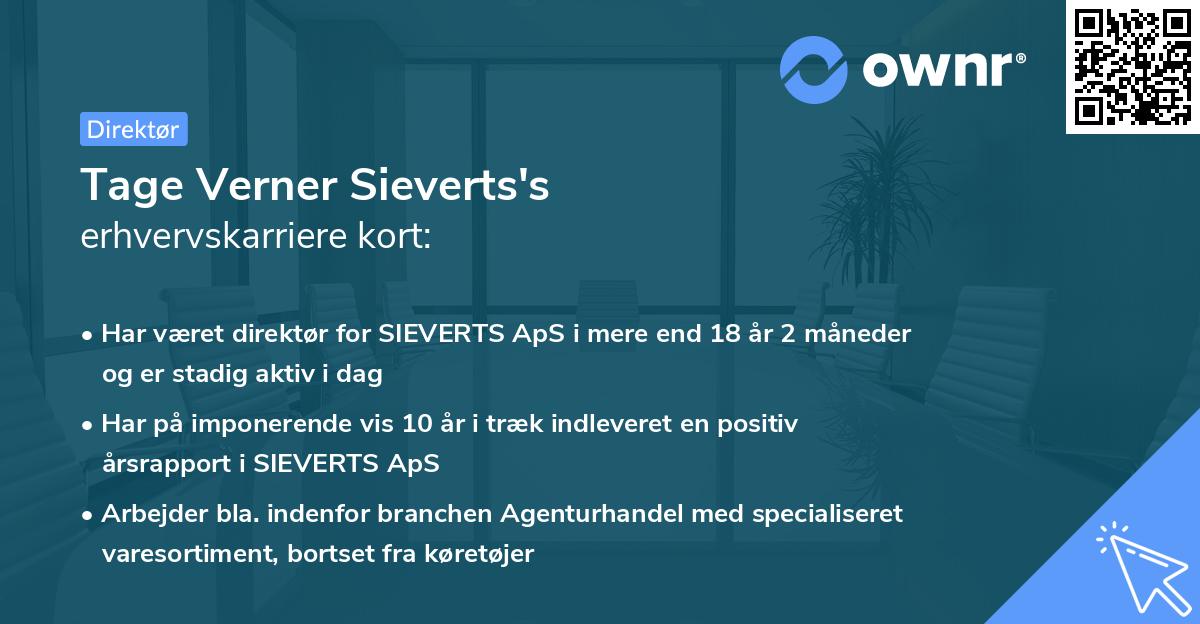 Tage Verner Sieverts's erhvervskarriere kort