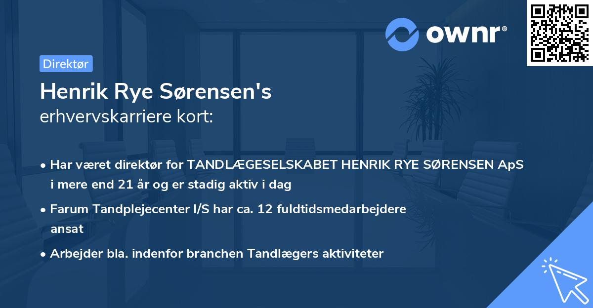 Henrik Rye Sørensen's erhvervskarriere kort