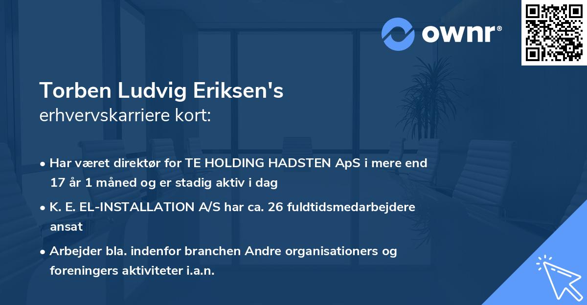 Torben Ludvig Eriksen's erhvervskarriere kort
