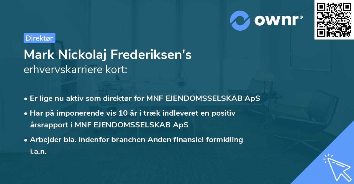 Mark Nickolaj Frederiksen's erhvervskarriere kort