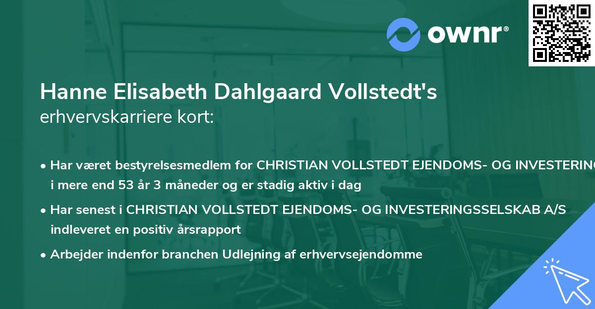 Hanne Elisabeth Dahlgaard Vollstedt's erhvervskarriere kort