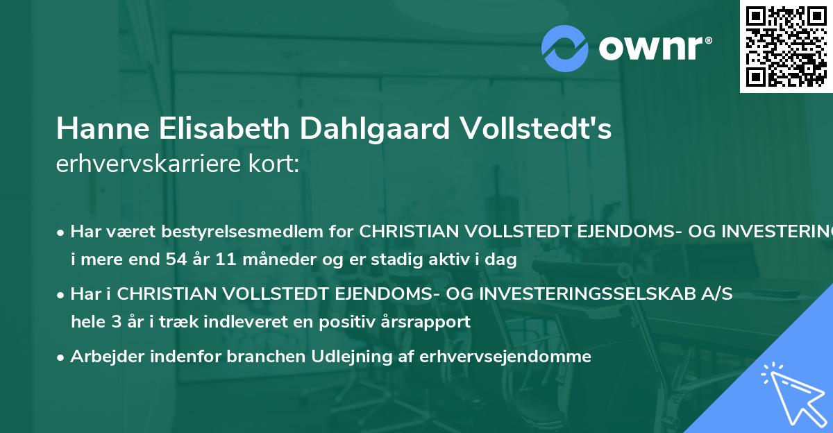 Hanne Elisabeth Dahlgaard Vollstedt's erhvervskarriere kort