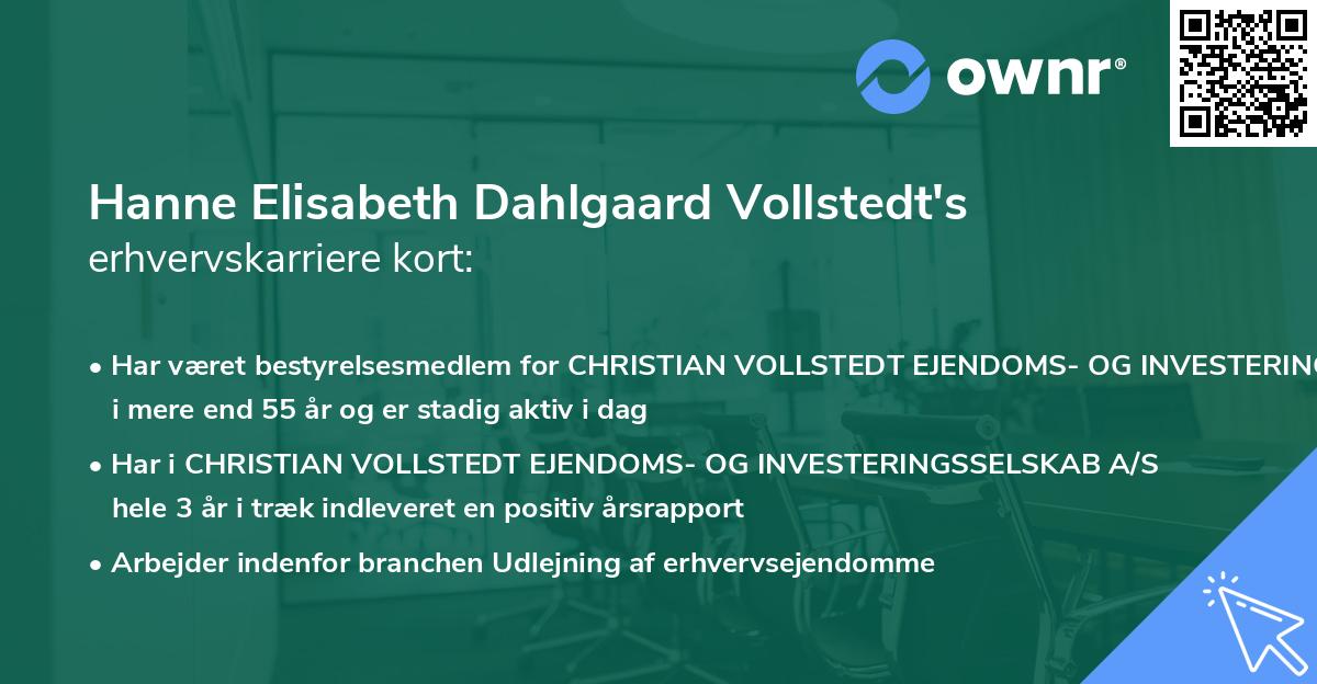 Hanne Elisabeth Dahlgaard Vollstedt's erhvervskarriere kort
