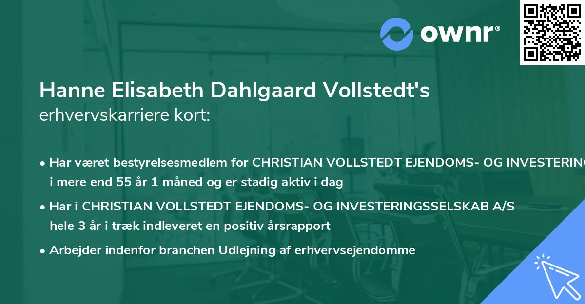 Hanne Elisabeth Dahlgaard Vollstedt's erhvervskarriere kort
