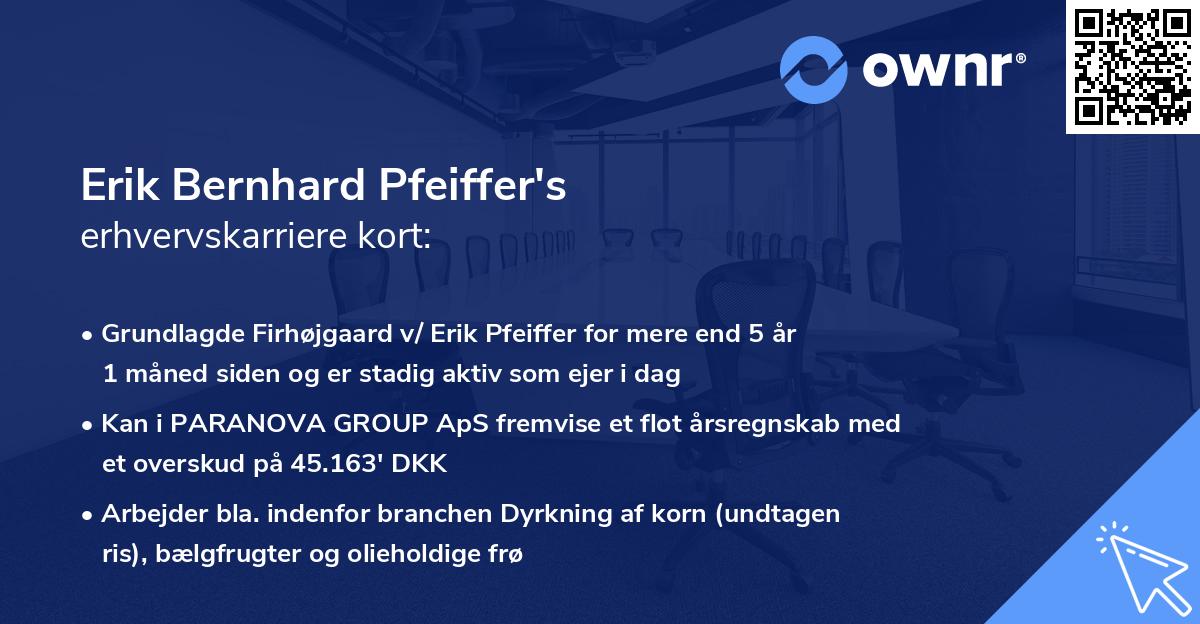Erik Bernhard Pfeiffer's erhvervskarriere kort