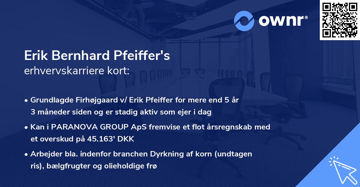 Erik Bernhard Pfeiffer's erhvervskarriere kort