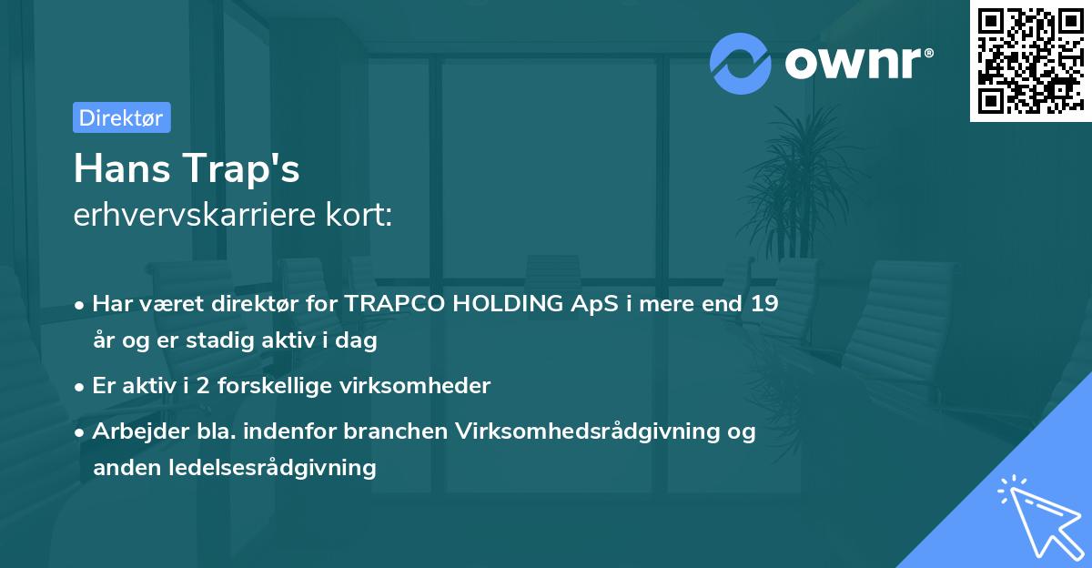 Hans Trap's erhvervskarriere kort