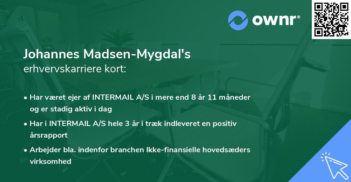 Johannes Madsen-Mygdal's erhvervskarriere kort