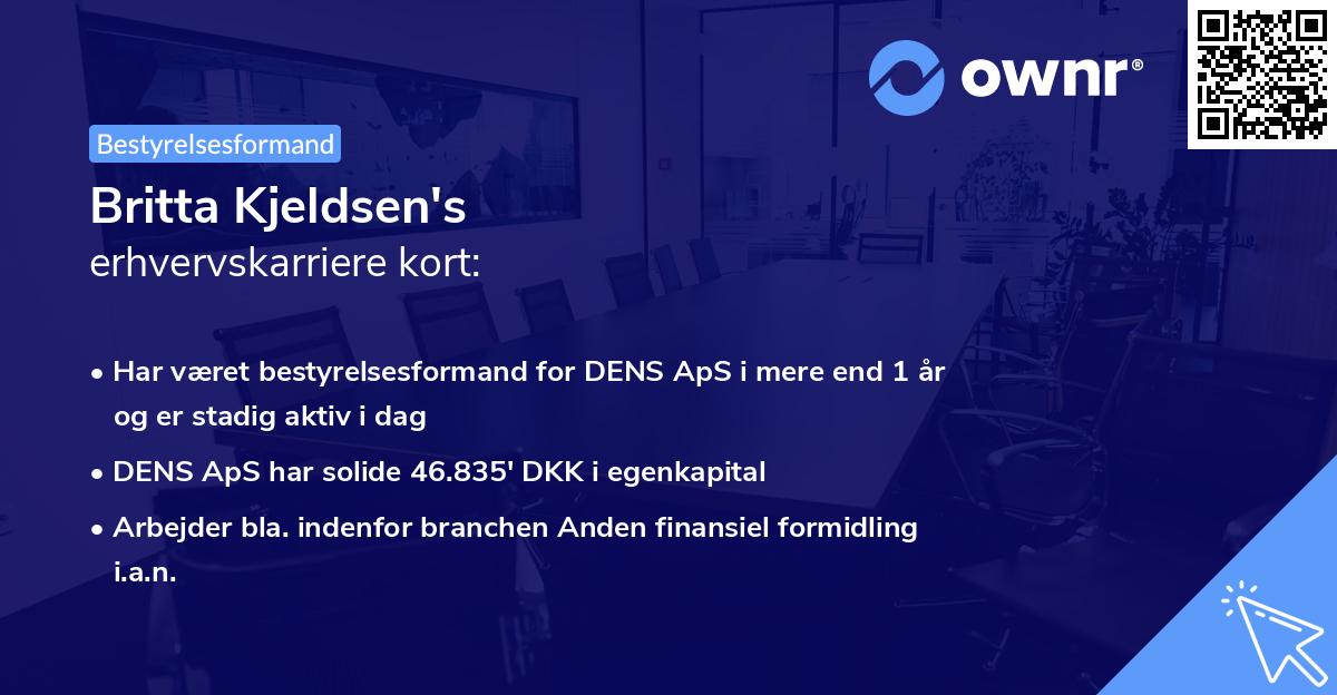 Britta Kjeldsen's erhvervskarriere kort