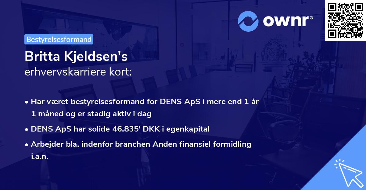 Britta Kjeldsen's erhvervskarriere kort